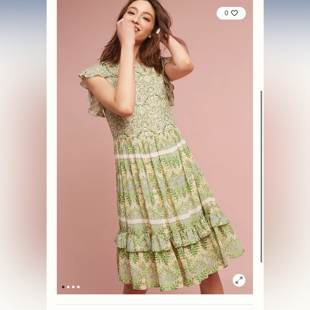 nwt varun bahl lanai Floral Green beaded Dress 10 petite sold out